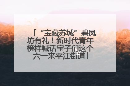 “宝藏苏城”碧凤坊有礼！新时代青年榜样喊话宝子们这个六一来平江街道