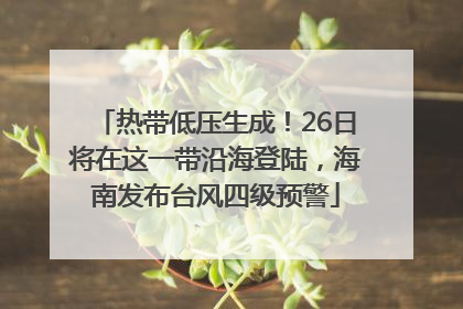 热带低压生成！26日将在这一带沿海登陆，海南发布台风四级预警