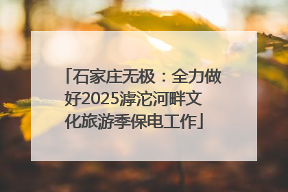 石家庄无极：全力做好2025滹沱河畔文化旅游季保电工作