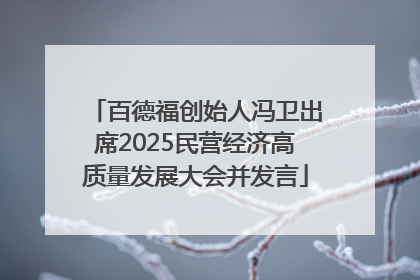 百德福创始人冯卫出席2025民营经济高质量发展大会并发言