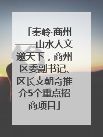 秦岭·商州——山水人文邀天下，商州区委副书记、区长支朝奇推介5个重点招商项目