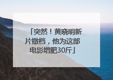 突然!黄晓明新片撤档,他为这部电影增肥30斤