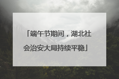 端午节期间，湖北社会治安大局持续平稳