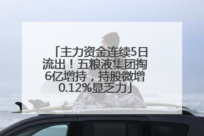 主力资金连续5日流出！五粮液集团掏6亿增持，持股微增0.12%显乏力