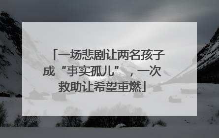一场悲剧让两名孩子成“事实孤儿”，一次救助让希望重燃