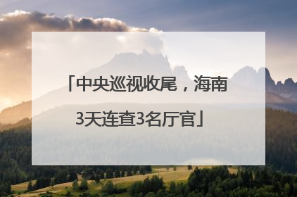 中央巡视收尾，海南3天连查3名厅官
