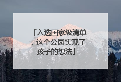 入选国家级清单，这个公园实现了孩子的想法
