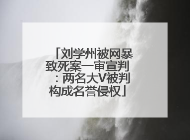 刘学州被网暴致死案一审宣判：两名大V被判构成名誉侵权