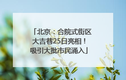 北京：合院式街区大吉巷25日亮相！吸引大批市民涌入