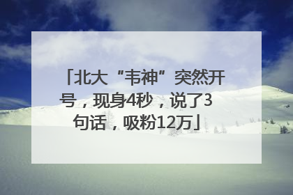北大“韦神”突然开号，现身4秒，说了3句话，吸粉12万