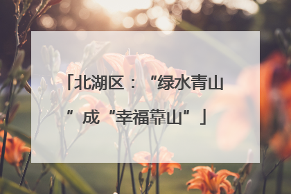 北湖区：“绿水青山”成“幸福靠山”