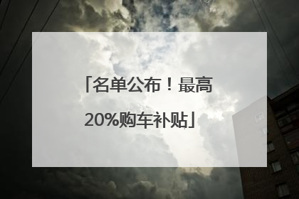 名单公布！最高20%购车补贴