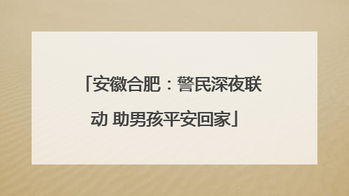 安徽合肥：警民深夜联动 助男孩平安回家