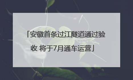 安徽首条过江隧道通过验收 将于7月通车运营