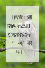 官宣！湖南两所高职院校将实行“一校”招生