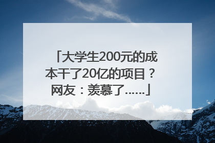 大学生200元的成本干了20亿的项目？网友：羡慕了……