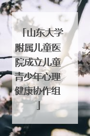 山东大学附属儿童医院成立儿童青少年心理健康协作组
