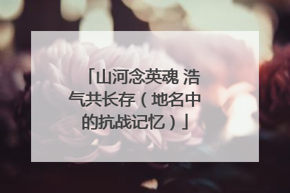 山河念英魂 浩气共长存（地名中的抗战记忆）