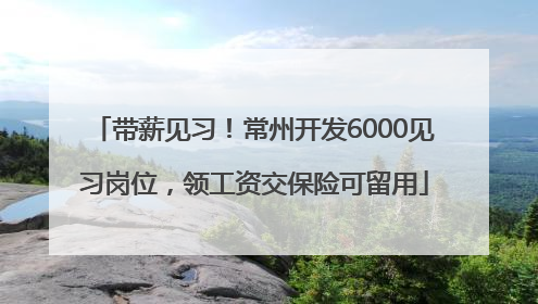 带薪见习！常州开发6000见习岗位，领工资交保险可留用