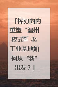 挥刃向内重塑“温州模式” 老工业基地如何从“新”出发？