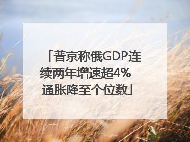 普京称俄GDP连续两年增速超4% 通胀降至个位数