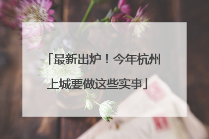 最新出炉！今年杭州上城要做这些实事