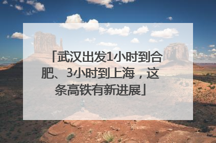 武汉出发1小时到合肥、3小时到上海，这条高铁有新进展