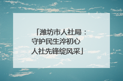 潍坊市人社局：守护民生淬初心 人社先锋绽风采