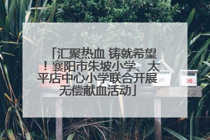 汇聚热血 铸就希望！襄阳市朱坡小学、太平店中心小学联合开展无偿献血活动
