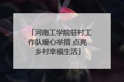 河南工学院驻村工作队暖心举措 点亮乡村幸福生活