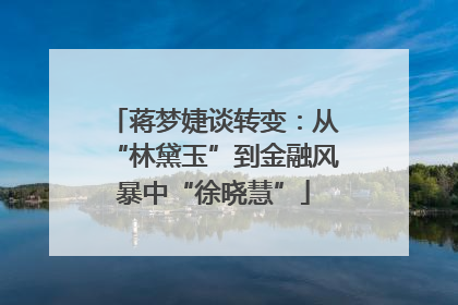 蒋梦婕谈转变：从“林黛玉”到金融风暴中“徐晓慧”