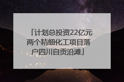 计划总投资22亿元 两个精细化工项目落户四川自贡沿滩