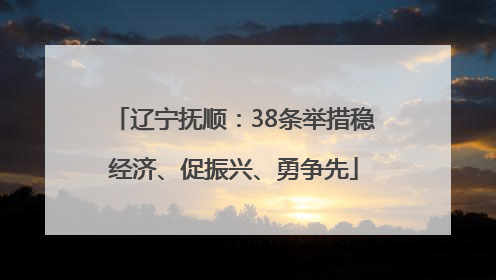 辽宁抚顺：38条举措稳经济、促振兴、勇争先