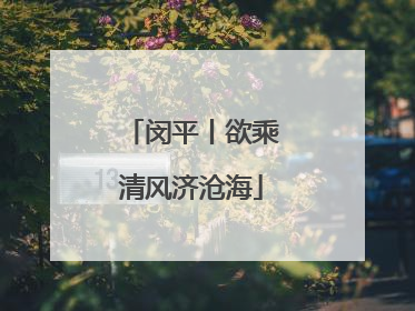 闵平丨欲乘清风济沧海