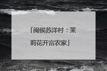闽侯苏洋村：茉莉花开富农家