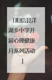 阳信县洋湖乡中学开展心理健康月系列活动