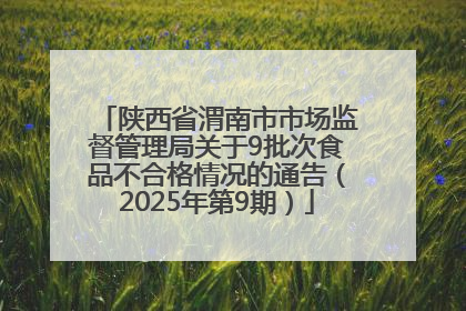 陕西省渭南市市场监督管理局关于9批次食品不合格情况的通告（2025年第9期）