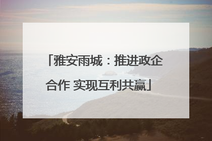 雅安雨城：推进政企合作 实现互利共赢