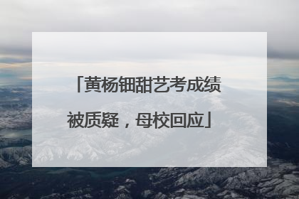 黄杨钿甜艺考成绩被质疑，母校回应