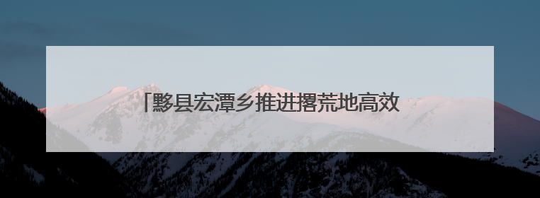 黟县宏潭乡推进撂荒地高效整治 绘就乡村振兴新画卷